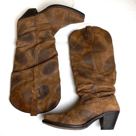 DINGO Suede Soft Leather Slouch Cowgirl Boots - Picture 3 of 17